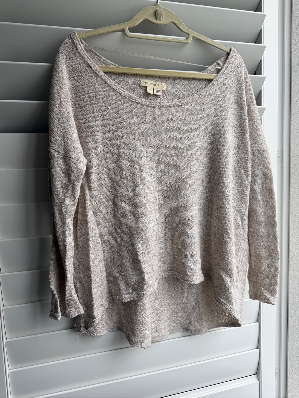 PacSun Women's Scoop Neck Heathered Taupe Knit Sweater